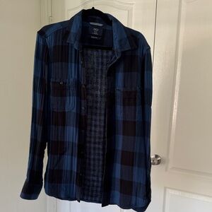 1901 Navy and Black Plaid Flannel Shirt